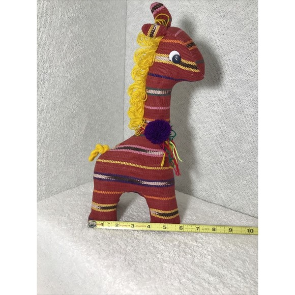 Alpaca Llama Stuffed Animal Handmade Colorful Canvas Covered Mexican Style - Picture 7 of 8